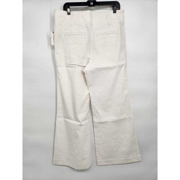 NWT Anthropologie Maeve The Naomi Wide-Leg Flare Pants Sz 16 White #8E421 - Picture 4 of 9